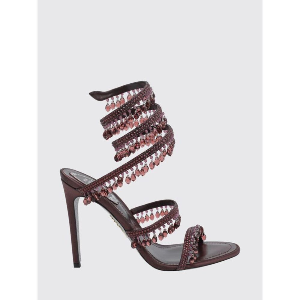 Rene Caovilla Chandelier Satin Sandals With Crystals And Snake Strap